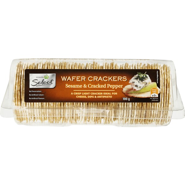 Woolworths Wafers Sesame & Cracked Pepper 100G