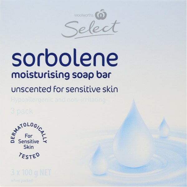 Woolworths Soap Bar Sorbolene Unscented 3x100G
