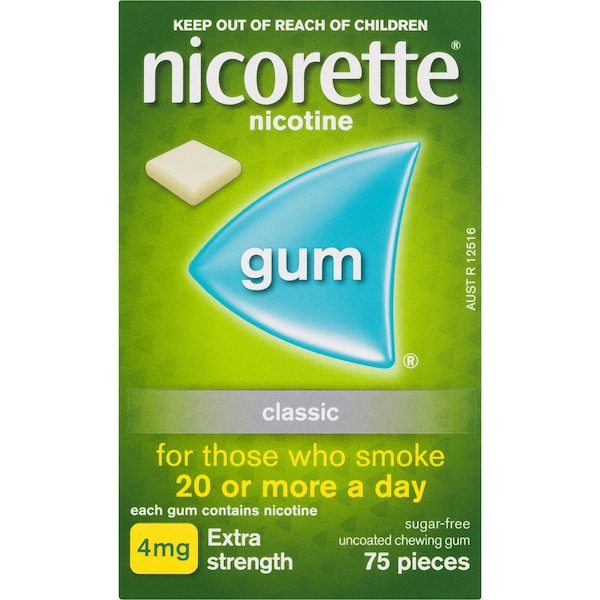 Nicorette Quit Smoking Extra Strength Nicotine Gum Classic 75 pack