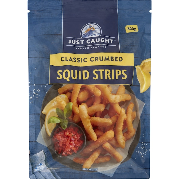 Just Caught Classic Crumbed Squid Strips 800g