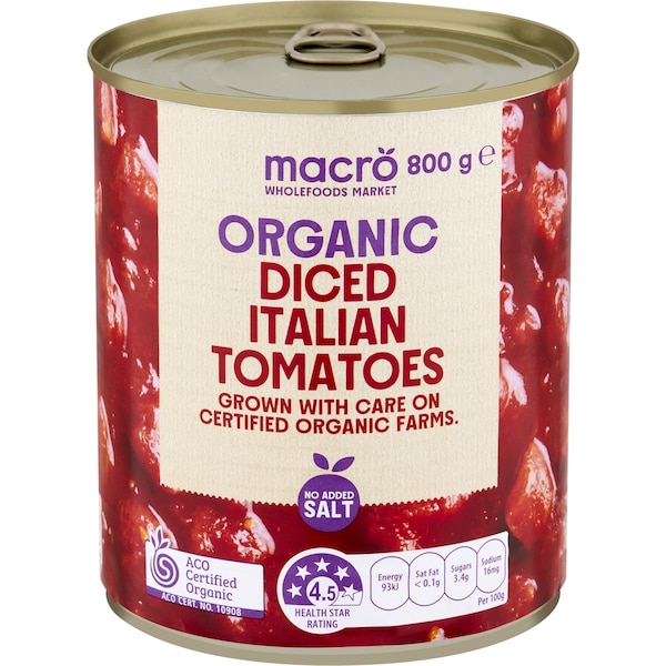 Macro Wholefoods Market Diced Italian Tomatoes 800g