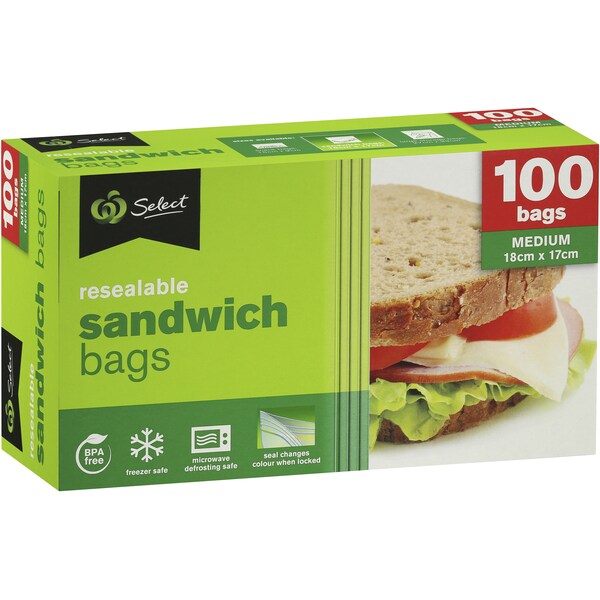 Woolworths Resealable Sandwich Bags 100 Pack