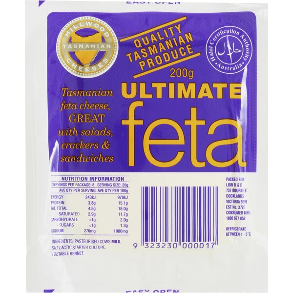 Hillwood Ultimate Fetta Cheese 200g