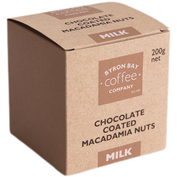 Byron Bay Coffee Company Chocolate Coated Macadamias Milk Chocolate 200g Gift Box each