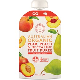 Pear Peach & Nectarine Fruit Puree Pouch 120g – Woolworths