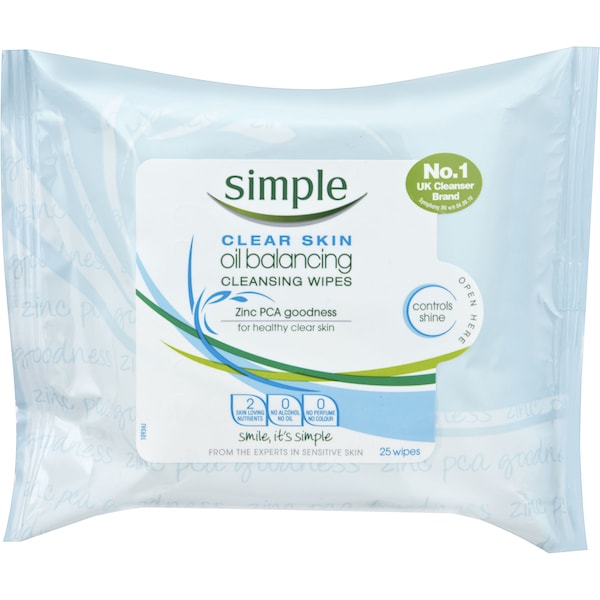 Simple Kind To Skin Facial Wipes Oil Balancing 25 Wipes