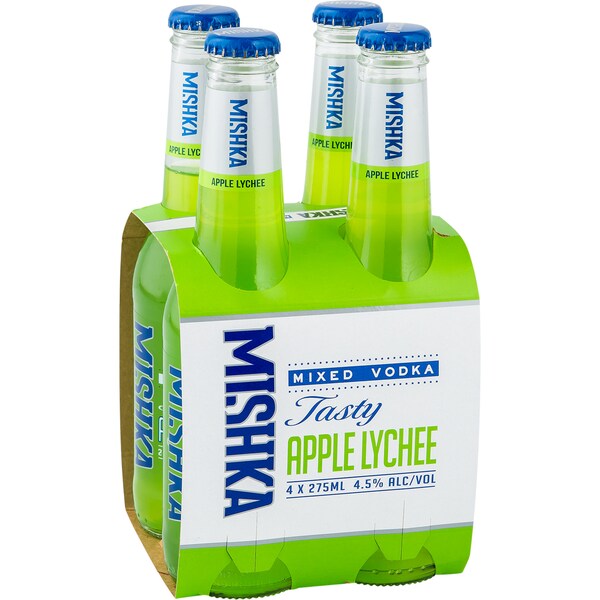 Mishka Vodka Apple & Lychee 275mL x 4 pack
