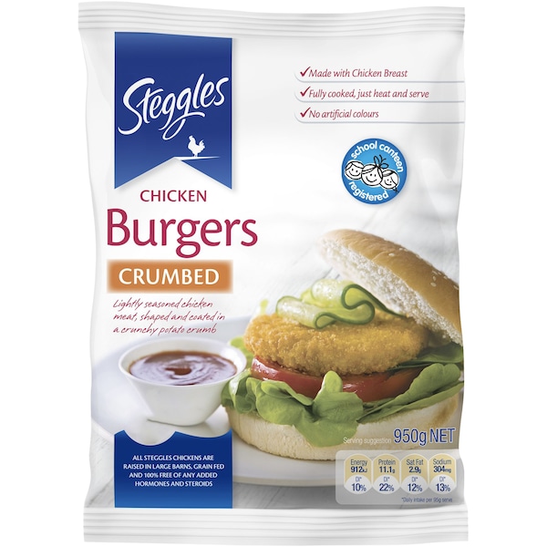 Steggles Crumbed Chicken Burgers 950g