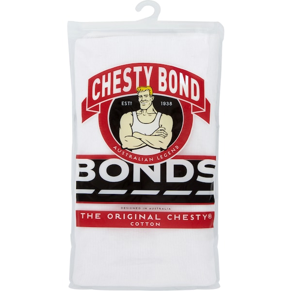 Bonds Singlet Mens Chesty White Size 18 each