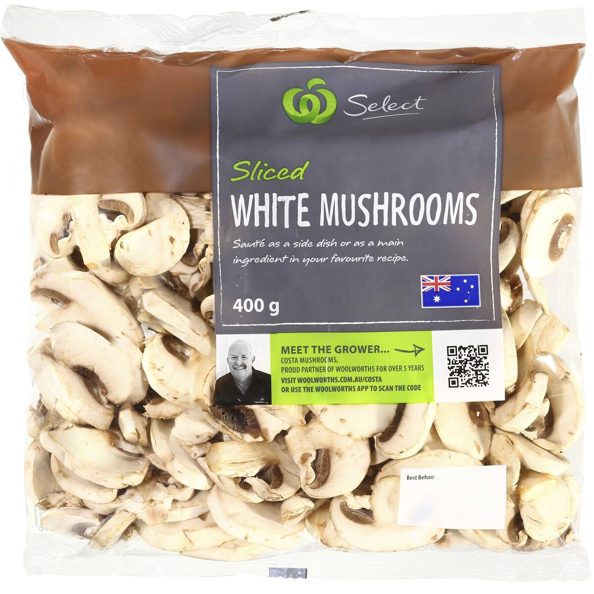 Select Mushrooms Cups Sliced 400g Bag bunch