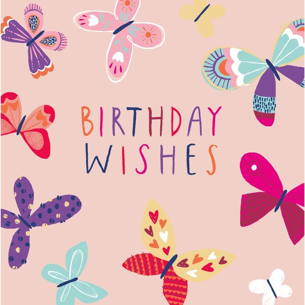 John Sands Greeting Card Birthday Wishes Butterflies each