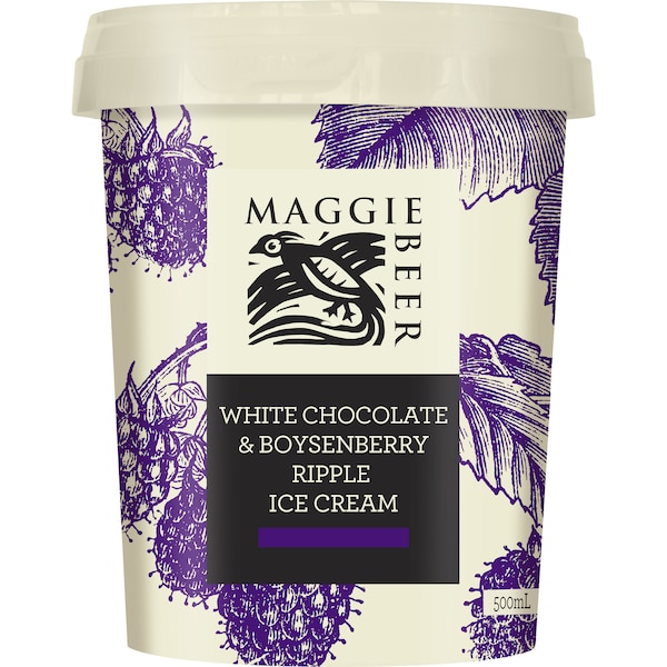 Maggie Beer Ice Cream White Chocolate Boysenberry Ripple 500mL