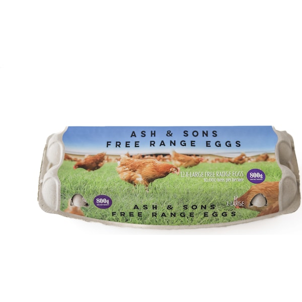 Ash & Sons 12 X Large Free Range Eggs 800g