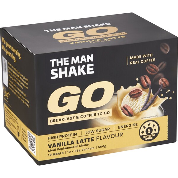 The Man Shake Go Breakfast & Coffee To Go Vanilla Latte 10 pack