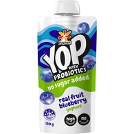 Yoplait YOP Yoghurt With Probiotics No Sugar Added Blueberry Pouch