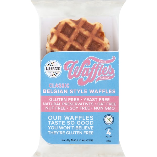 Liberate Classic Belgian Style Waffles 4 pack
