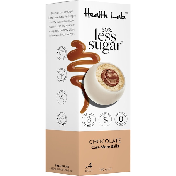 Health Lab 50% Less Sugar Chocolate Cara-More Balls 4 Pack