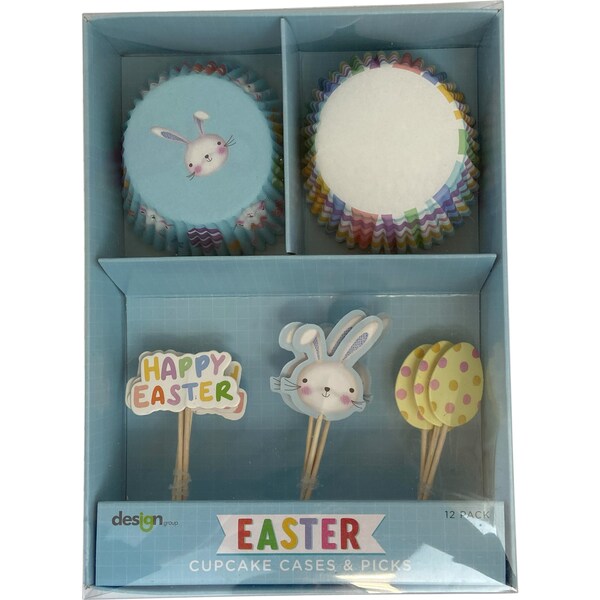 Easter Cupcake Cases & Picks Set 12 pack