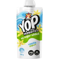 Yoplait YOP Yoghurt With Probiotics No Sugar Added Vanilla Pouch
