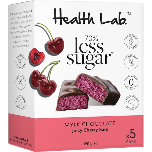 Health Lab Mylk Chocolate Juicy Cherry Bars 5 pack