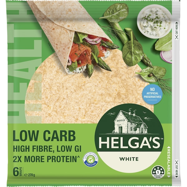 Helga's Lower Carb White Wraps 6 Pack