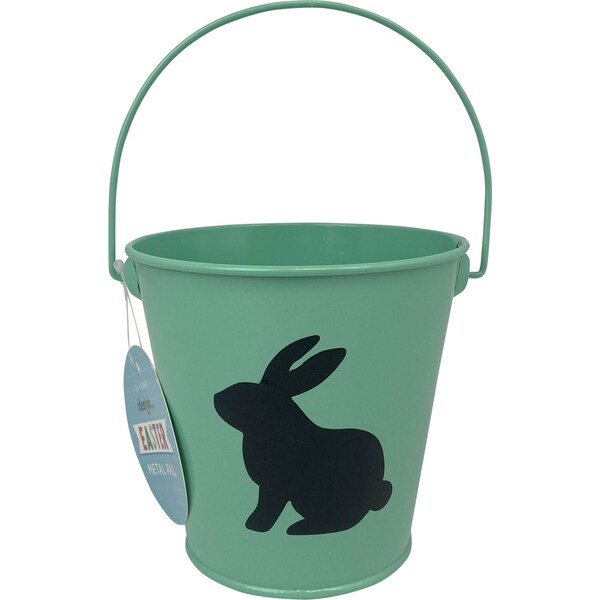 Easter Metal Pail Bucket Green each