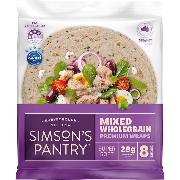 Simson's Pantry Mixed Wholegrain Wraps Wraps 8 pack