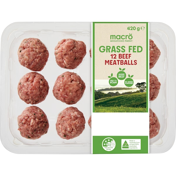 Macro Wholefoods Market Grass Fed Beef Meatballs 12 pack