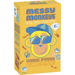 Messy Monkeys Corn Puffs Cheese 102g – Woolworths