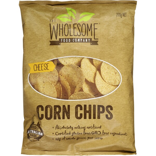The Wholesome Food Company Corn Chips Cheese 200g