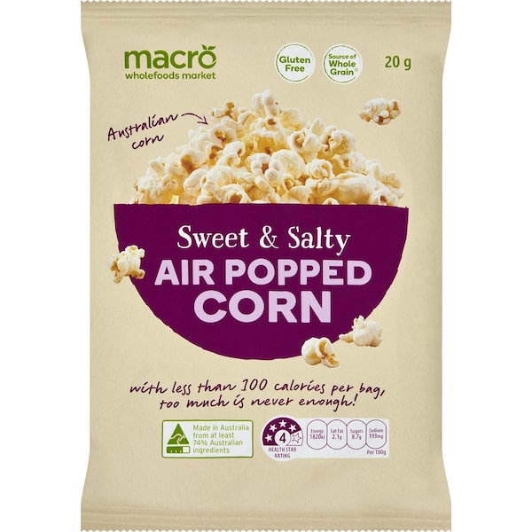 Macro Wholefoods Market Air Popped Corn Sweet & Salty 20g
