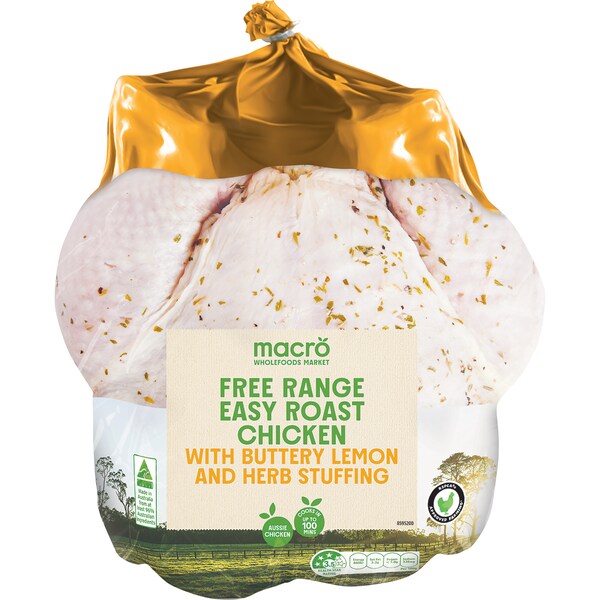 Macro Free Range Easy Roast Chicken With  Lemon & Herb Stuffing 1.5kg-2.1kg