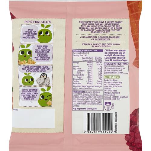 Macro Organic Chickpea Stars Carrot & Raspberry 30g | bunch