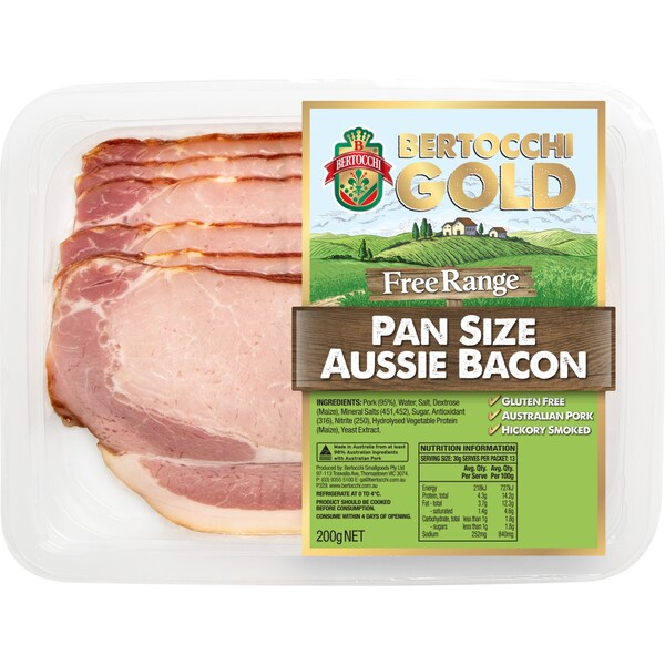 Bertocchi Gold Free Range Pan Size Aussie Bacon 200g