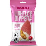 Nudo Lightly Dipped Almonds Raspberry Dusted White Choc