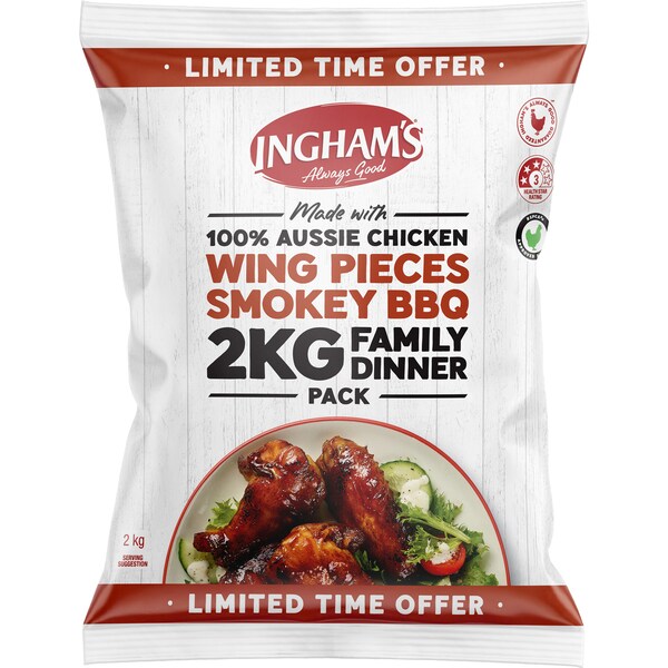 Ingham's Wing Pieces Smokey Bbq Family Dinner Pack 2kg
