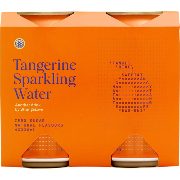 StrangeLove Sparkling Water Tangerine 330ml x 4 Pack