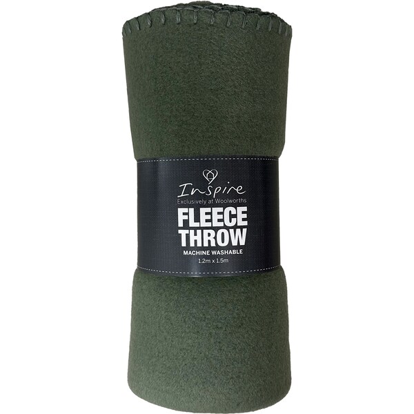 Inspire Fleece Throw Green Or Grey Assorted each