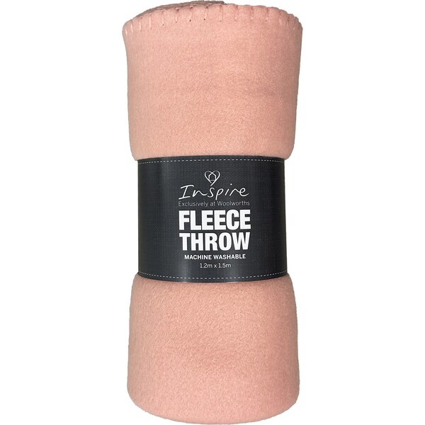 Inspire Fleece Throw Pink Or Dark Grey Assorted each