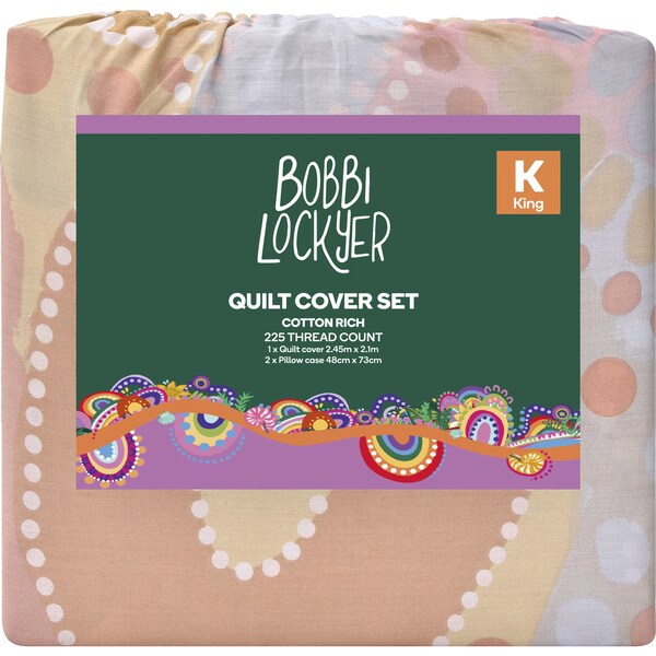 Bobbi Lockyer Quilt Cover Set Coral King each