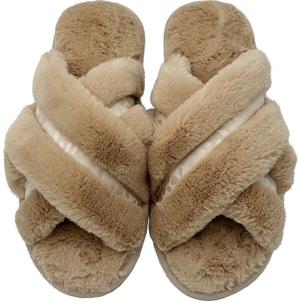 For Her Ladies Faux Fur Cross Slides Assorted Size 9/10 each