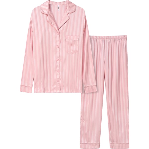 For Her Ladies Satin Pyjama Set Pink Large each