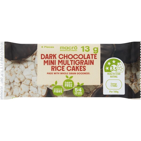 Macro Wholefoods Market Mini Multigrain Rice Cakes Dark Chocolate 13g