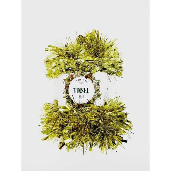 Christmas Tinsel Silver Or Gold 4m  Each