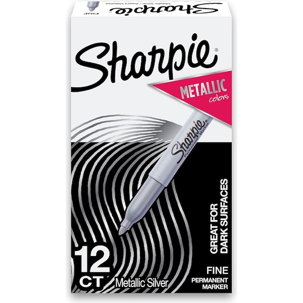 Sharpie Permanent Marker Fine Point Metallic Silver 12 pack