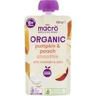 Macro Organic Baby Food Pumpkin & Peach Smoothie with Yoghurt & Oats