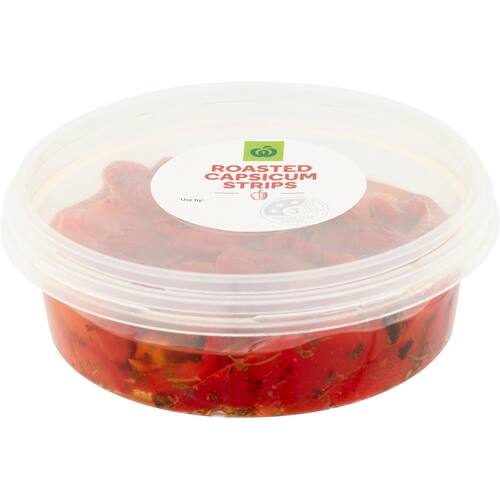 Woolworths Roasted Capsicum Strips 130g bunch