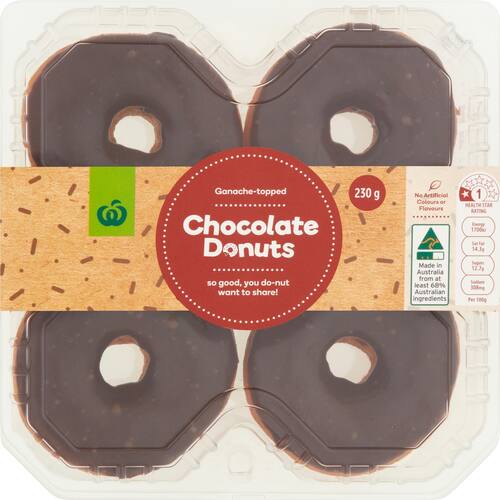 Woolworths Chocolate Iced Donuts 4 Pack bunch
