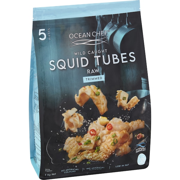 Ocean Chef Wild Caught Squid Tubes Raw & Trimmed 1kg