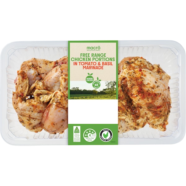 Macro Wholefoods Market Free Range Chicken Portions In Tomato & Basil Marinade 1kg - 1.25kg